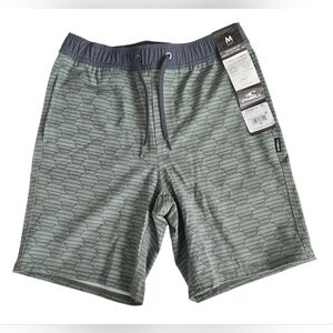 NWT O'Neill Boys Stockton Print green Hybrid Elastic Waist Size M 16" Shorts
